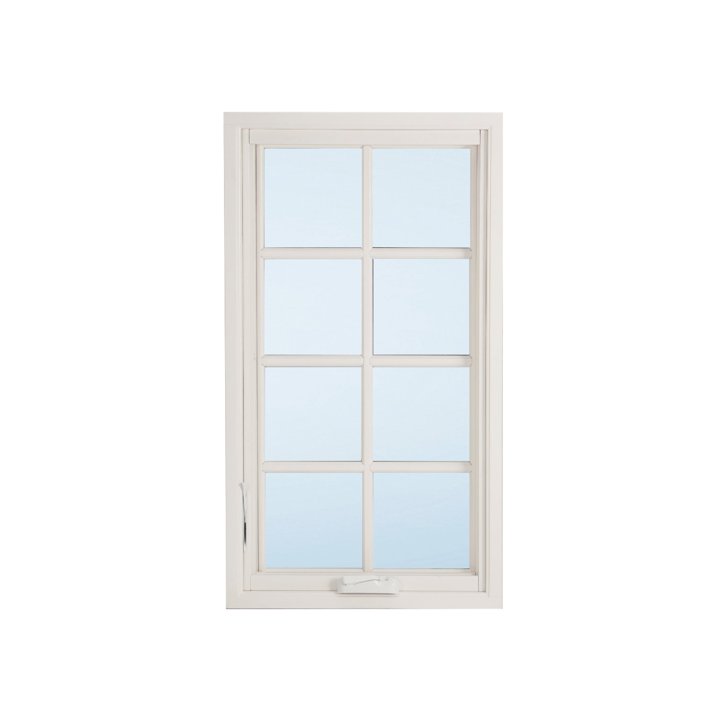 Aluminum crank-out casement window in a contemporary elevation