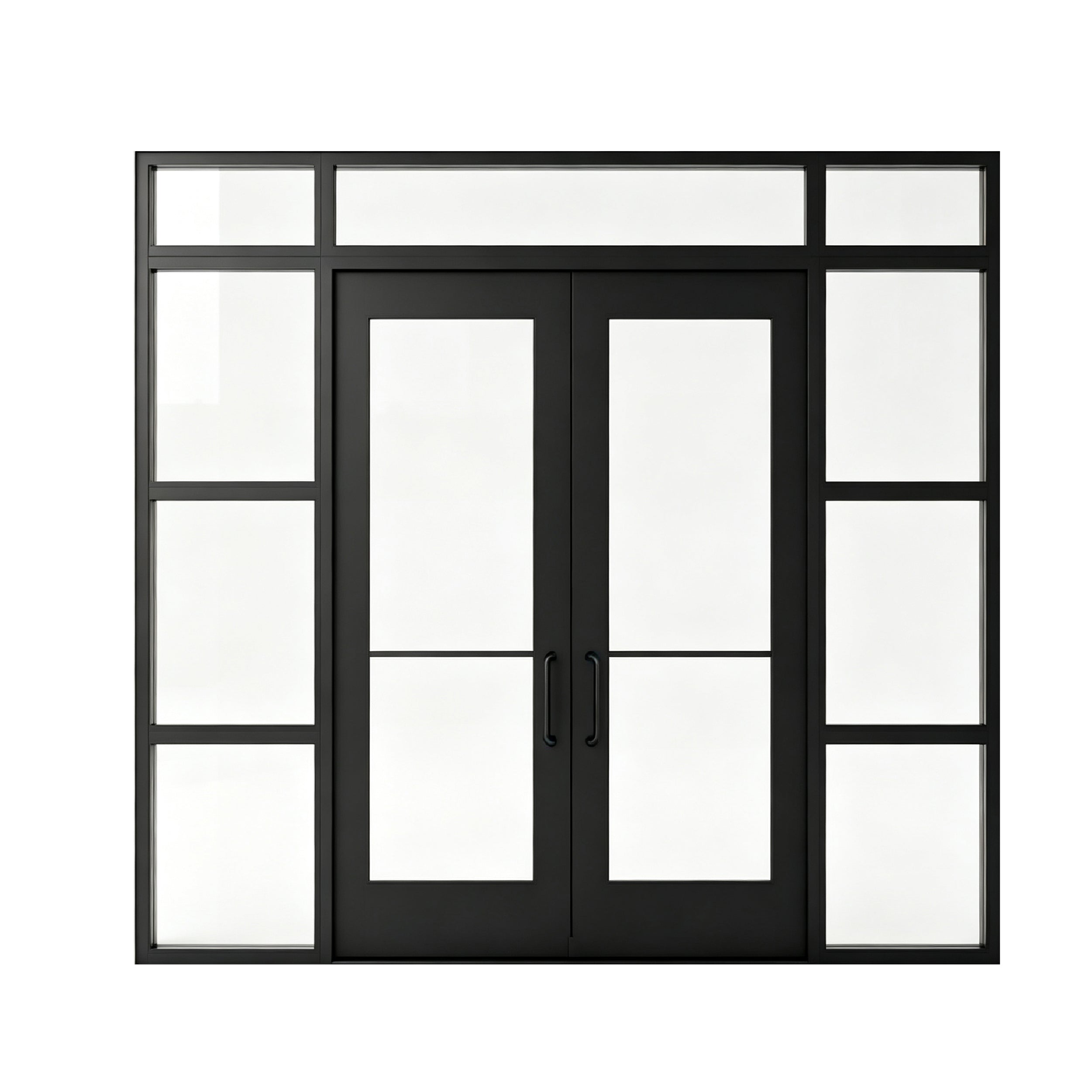 Aluminum storefront glazing system at ground-floor retail level